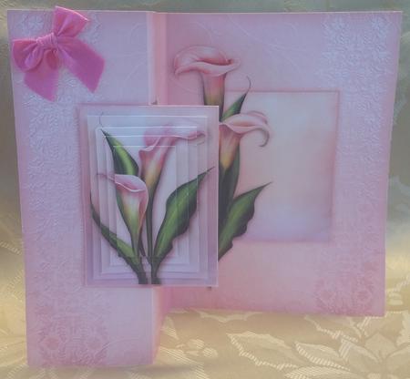 Pink Calla Lilies - Foldback Card by Deloraine Neubauer