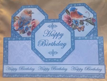 Double Tent Cards- Blue Birds by Deloraine Neubauer