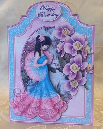 Oriental Pink and Blue Shaped Card Kit by Deloraine Neubauer