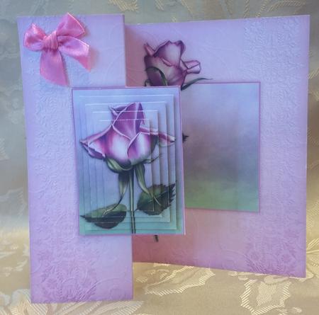 Lavender Roses - Foldback Card by Deloraine Neubauer