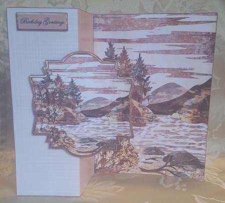 Wood Art River Scene No Hole Fold Back Card Mini Kit by Deloraine Neubauer