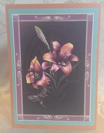 Beautiful Framed Purple Lilies with Pyramage by Deloraine Neubauer