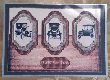 3 Panel Vintage Ford Car Male Card by Deloraine Neubauer