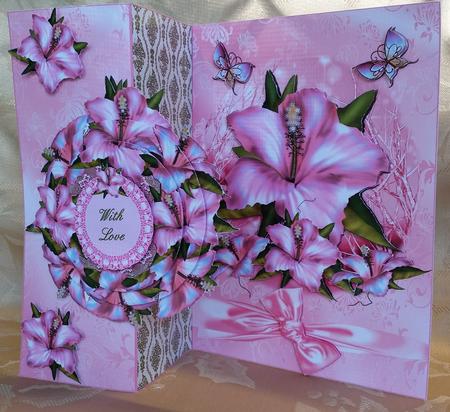Pink Hibiscus Cut and Fold No Holes Mini Kit by Deloraine Neubauer