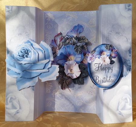 Beautiful Vintage Petunias and Roses Double No Holes Fold by Deloraine Neubauer