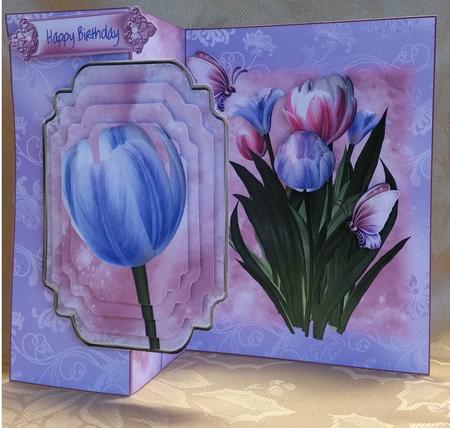 Beautiful Tulips No Holes Fold Card Mini Kit by Deloraine Neubauer