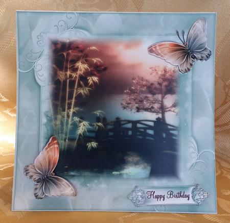 The Oriental Bridge and Flutters 8x8 Topper by Deloraine Neubauer