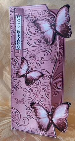 Butterfly Fold Back Card - Pastel Pink by Deloraine Neubauer