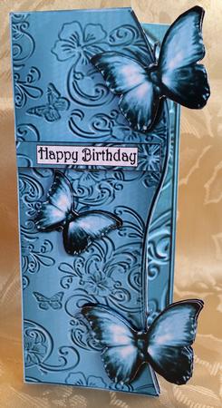 Butterfly Fold Back Card - Pastel Aqua by Deloraine Neubauer