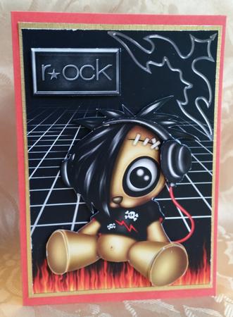 Emo Bear Card Front by Deloraine Neubauer