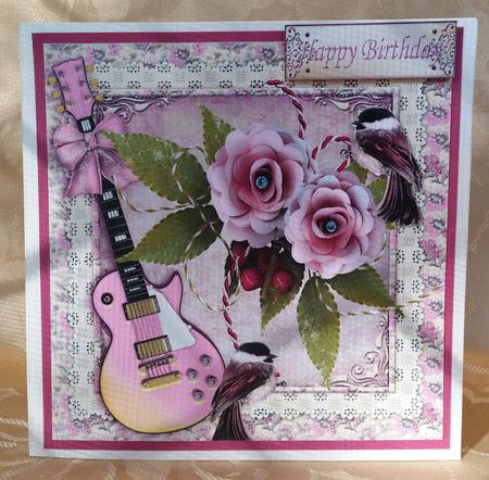 Pretty Birds with Pink Flowers and Lace 8x8 by Deloraine Neubauer