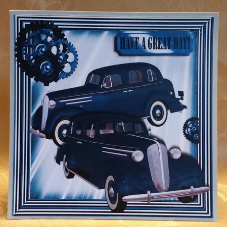 1936 Blue Sedan Vintage Cars 8x8 by Deloraine Neubauer