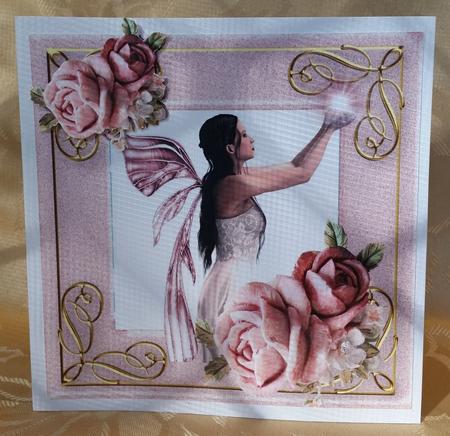 You Are Always in My Heart, Faerie with Pink Roses 8x8 by Deloraine Neubauer