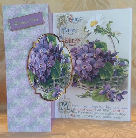 Vintage Violets No Hole Fold Back Card by Deloraine Neubauer