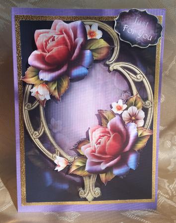 Peach 'twinkle' Roses on Golden Frame Mini Kit by Deloraine Neubauer