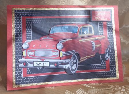 Red Retro Truck A5 Landscape by Deloraine Neubauer