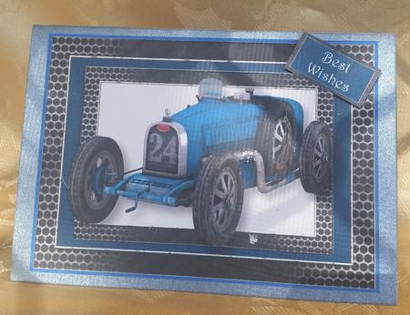 Blue Vintage Race Car A5 Landscape by Deloraine Neubauer