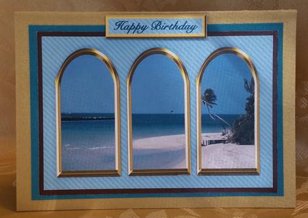 Three Arches Card - Tropical Beach by Deloraine Neubauer