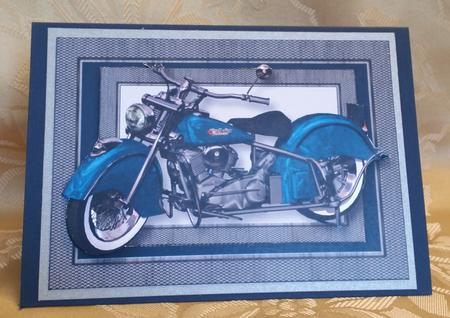 Blue Retro Motorbike A5 Landscape by Deloraine Neubauer
