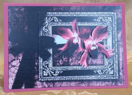 Gothic Pink Flowers Quick Card by Deloraine Neubauer