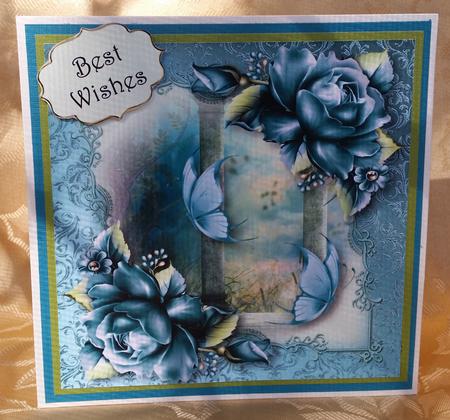 Teal Roses & Butterflies 8x8 Quick Topper by Deloraine Neubauer