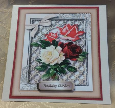 Lovely Roses on a Lattace Mat  by Deloraine Neubauer