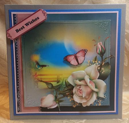 Pink Roses and Butterfly by Deloraine Neubauer