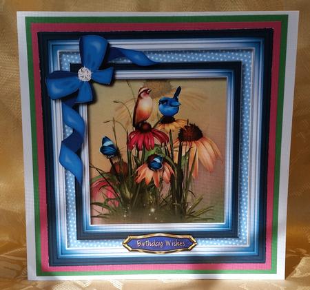 Beautiful Birds on Cone Flowers  by Deloraine Neubauer