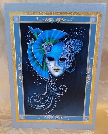 Beautiful Framed Ice Blue Masque with Pyramage by Deloraine Neubauer