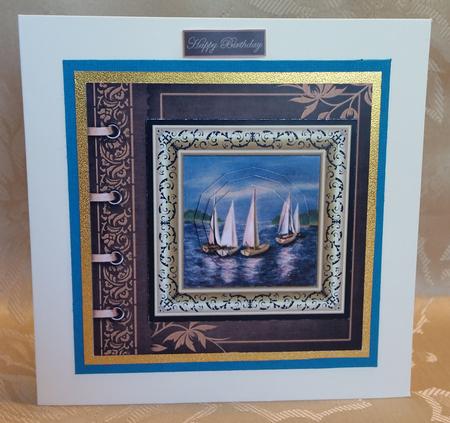 Reflection in the Water of the Sailing Boats Card Front by Deloraine Neubauer