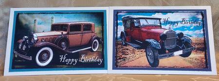 2 Vintage Cars Quick Card Fronts by Deloraine Neubauer