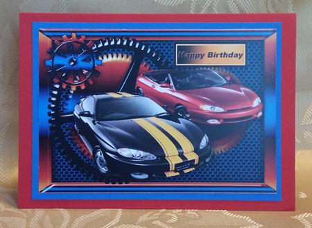 Sports Cars in Steampunk Frame for Birthday A4 by Deloraine Neubauer