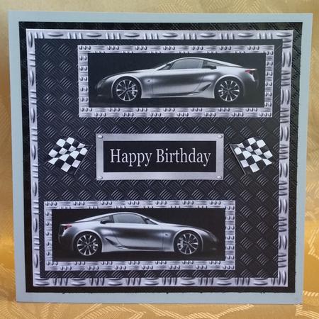 8 in Topper Silver Cars on Checker Plate Backing by Deloraine Neubauer