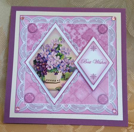 Lilac Flowers Best Wishes 7in Double Diamond Topper by Deloraine Neubauer