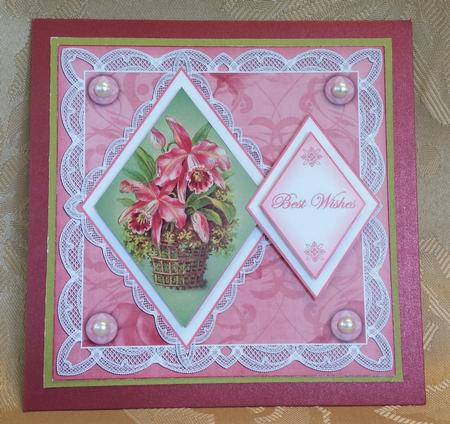 Lily Bouquet Best Wishes 7in Double Diamond Topper by Deloraine Neubauer