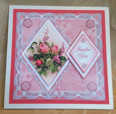 Rose Bouquet Just for You 7in Double Diamond Topper by Deloraine Neubauer