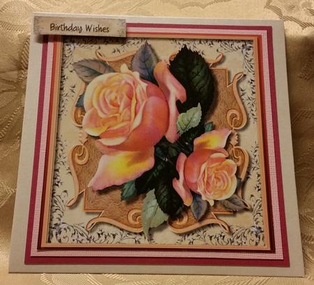 Beautiful Rose on Filagree Plaque by Deloraine Neubauer
