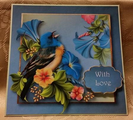 Beautiful Blue Birdsong 8x8 Quick Topper by Deloraine Neubauer
