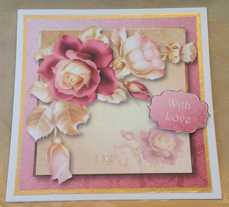 Pretty Pink & Gold Roses 8x8 Quick Topper by Deloraine Neubauer
