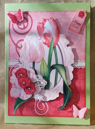 Cardtopper Tulip Spring Easter Red 791 by Deloraine Neubauer