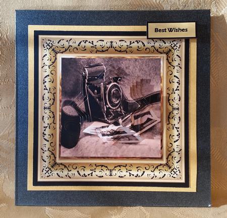Vintage Camera and Film 6x6 Card and Pyramid by Deloraine Neubauer