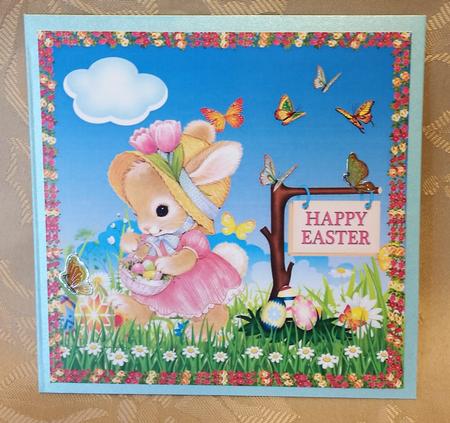 Pink Bunny Easter Card by Deloraine Neubauer