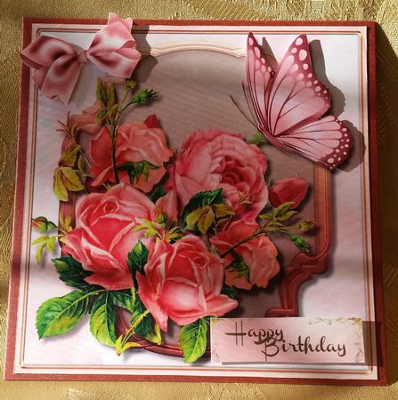 Beautiful Salmon Roses in a Gold Plaque  by Deloraine Neubauer