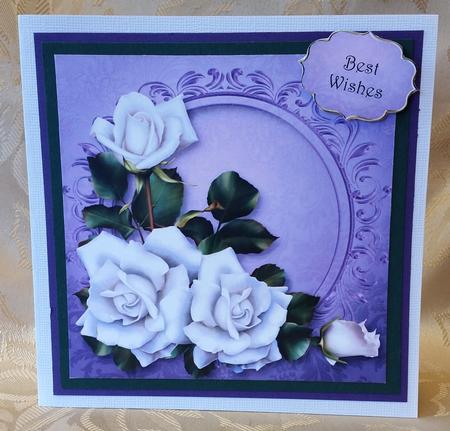 White Tudor Roses 8x8 Quick Topper by Deloraine Neubauer