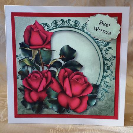 Red Tudor Roses 8x8 Quick Topper by Deloraine Neubauer