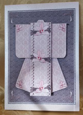 A6 Opulent Orchid Kimono Card in Pink Decoupage by Deloraine Neubauer