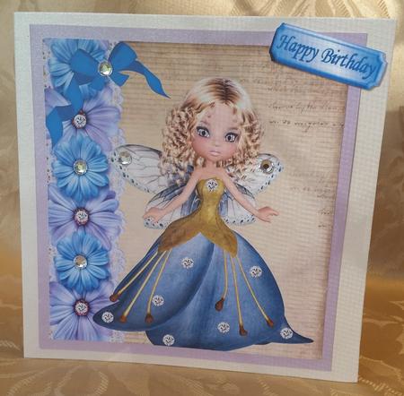 Pretty Faerie with Diamonds and Flowers 8x8 by Deloraine Neubauer
