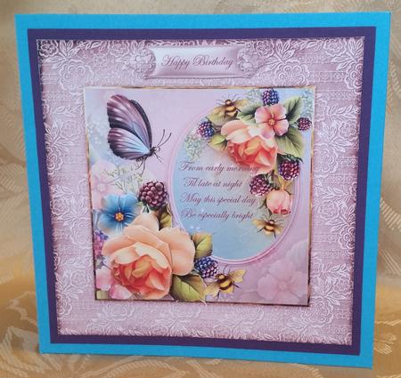 Peach Rose with Verse 7x7 Card and Decoupage by Deloraine Neubauer