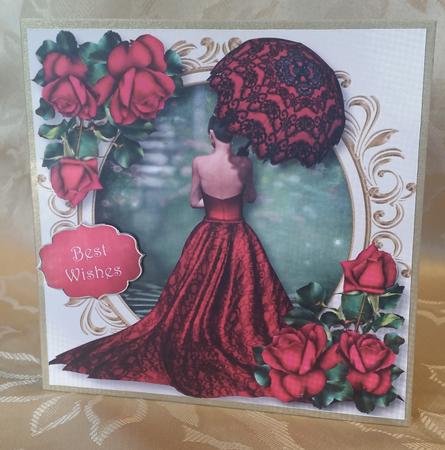 Parasol & Roses 8x8 Quick Topper by Deloraine Neubauer
