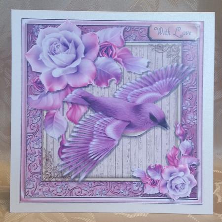 Beautiful Purple Bird 8x8 by Deloraine Neubauer
